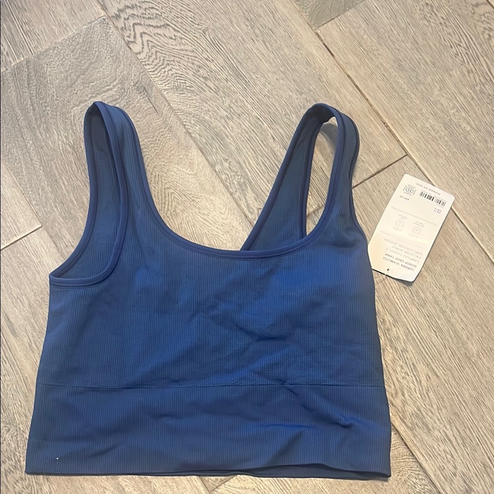Blue Ribbed Women's cropped tank